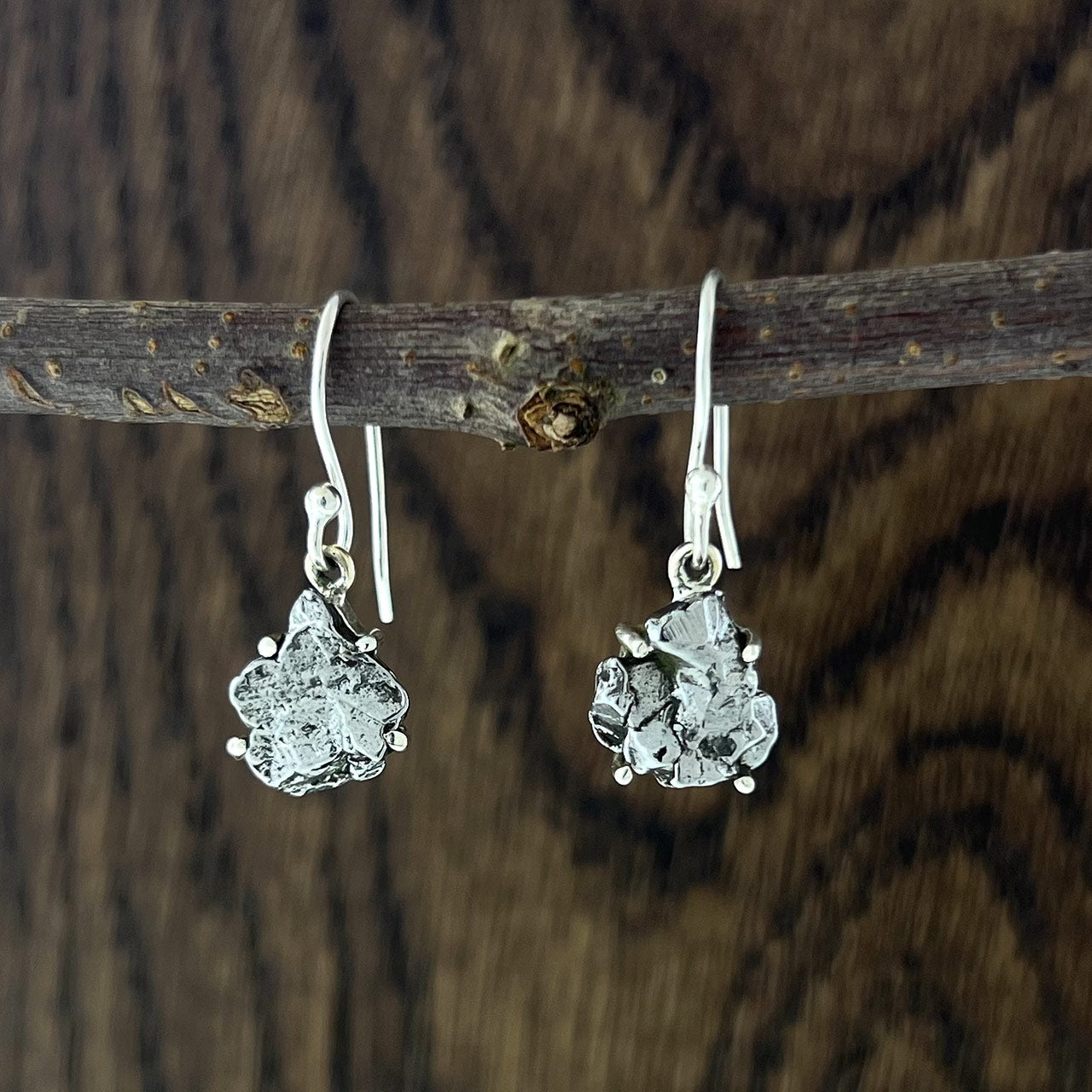 METEORITE CAMPO DEL CIELO STERLING SILVER EARRINGS