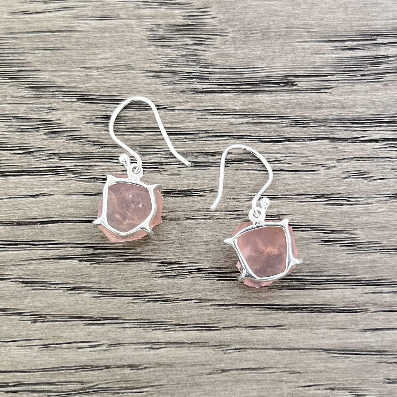 ROSE QUARTZ STERLING SILVER DANGLE EARRINGS