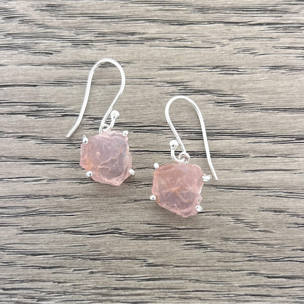 ROSE QUARTZ STERLING SILVER DANGLE EARRINGS