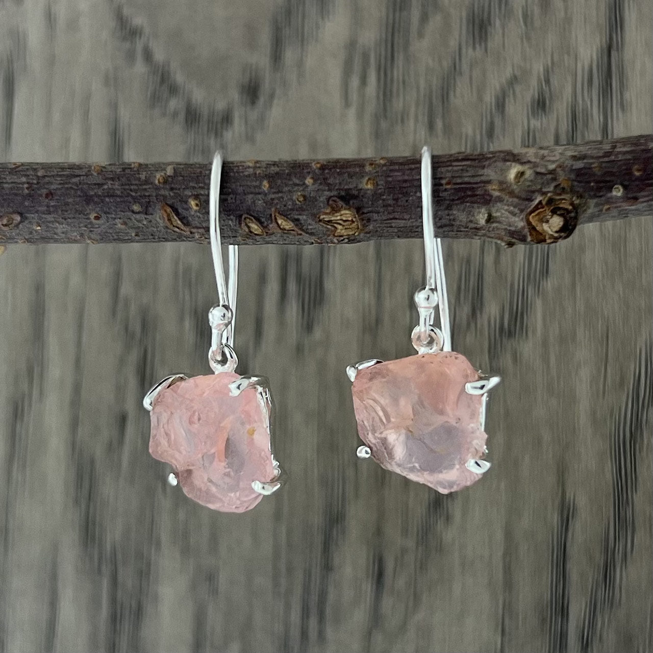 ROSE QUARTZ STERLING SILVER DANGLE EARRINGS