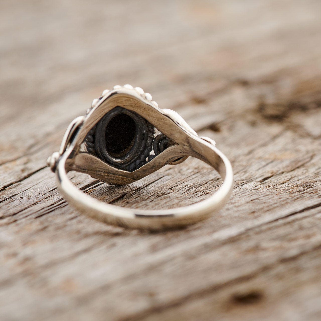 BLACK ONYX DAHLIA RING