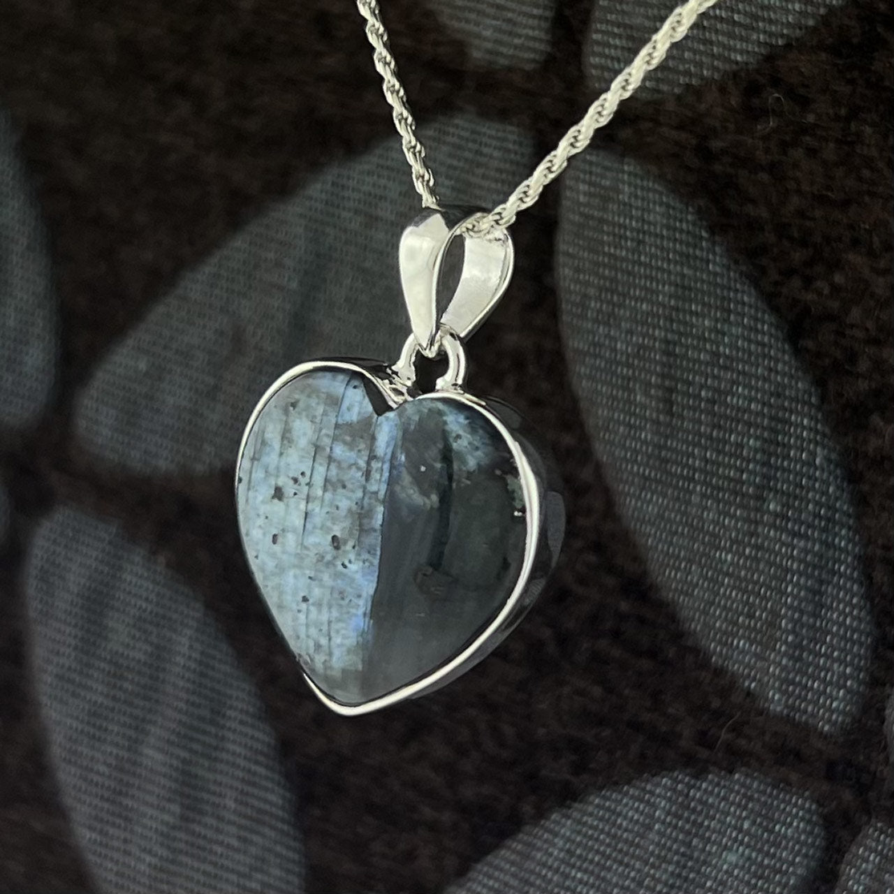 LARVIKITE STERLING SILVER PENDANT