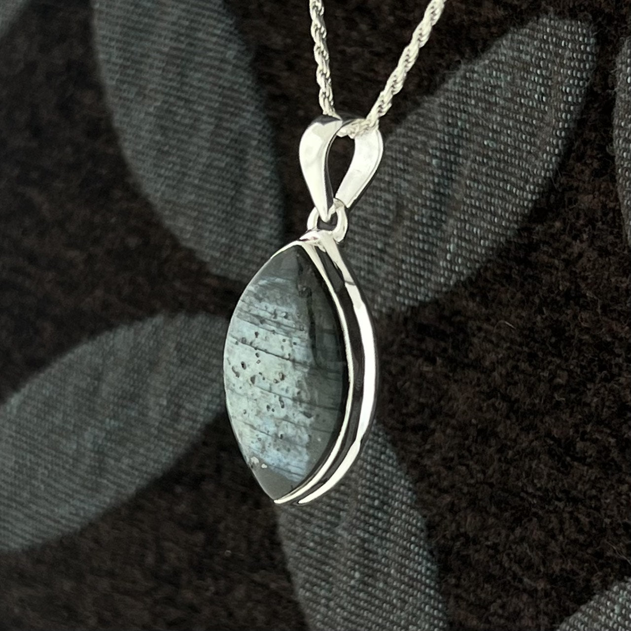 LARVIKITE STERLING SILVER PENDANT