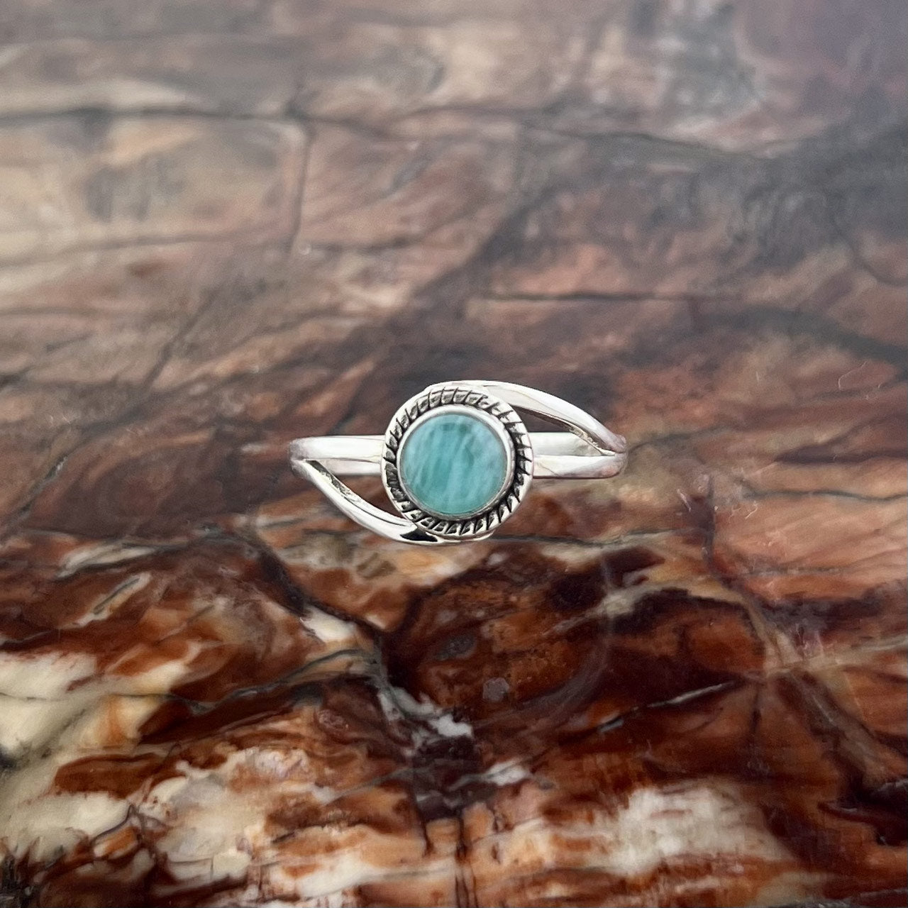 AMAZONITE STERLING SILVER INFINITY RING