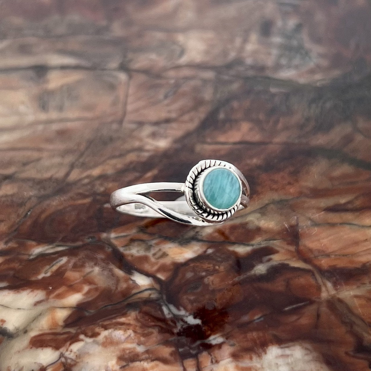 AMAZONITE STERLING SILVER INFINITY RING