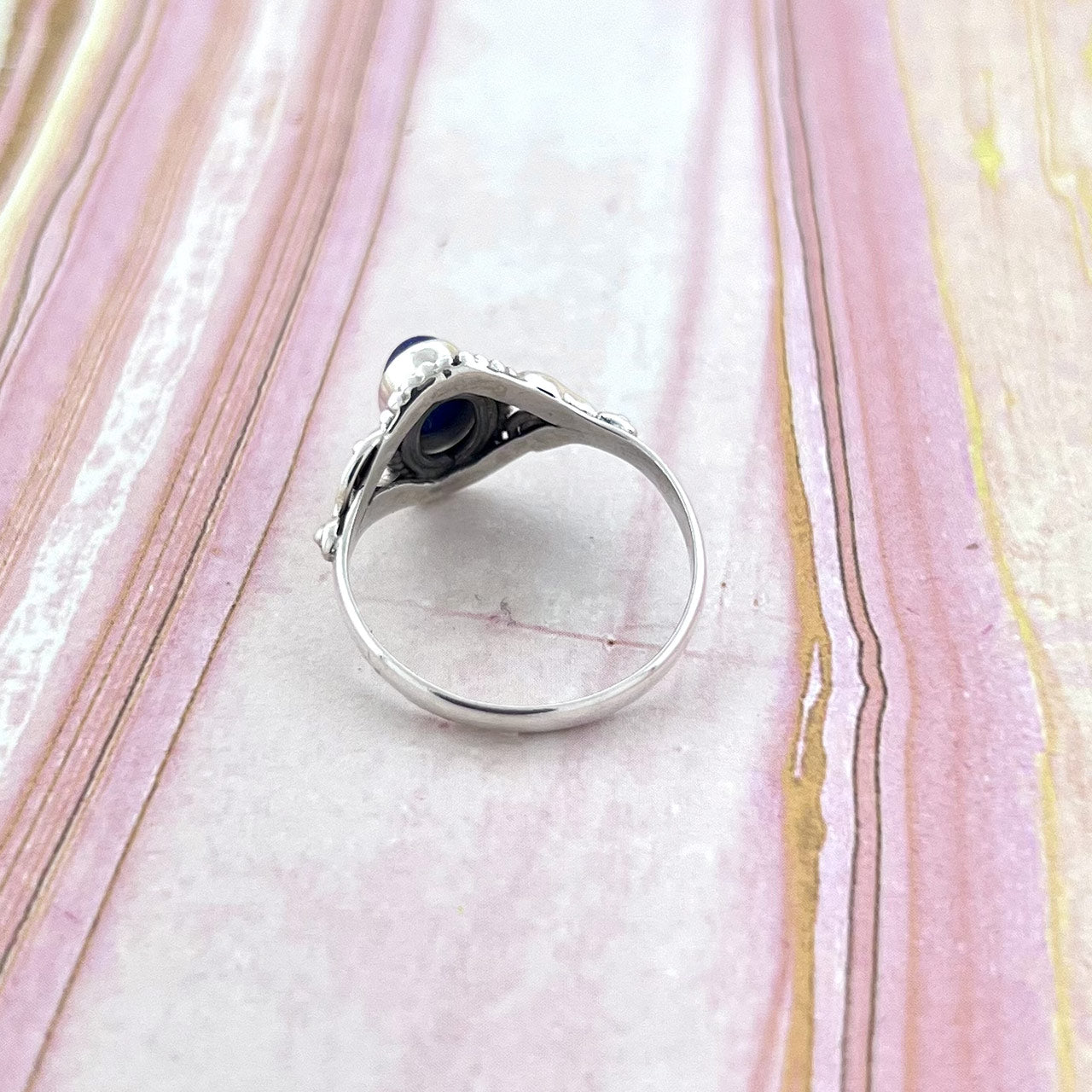 LAPIS STERLING SILVER DAHLIA RING