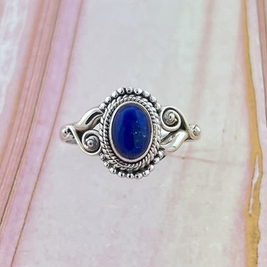 LAPIS STERLING SILVER DAHLIA RING