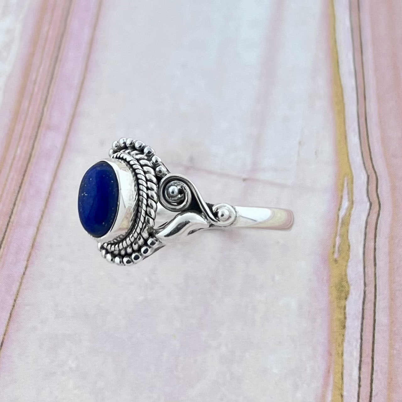 LAPIS STERLING SILVER DAHLIA RING