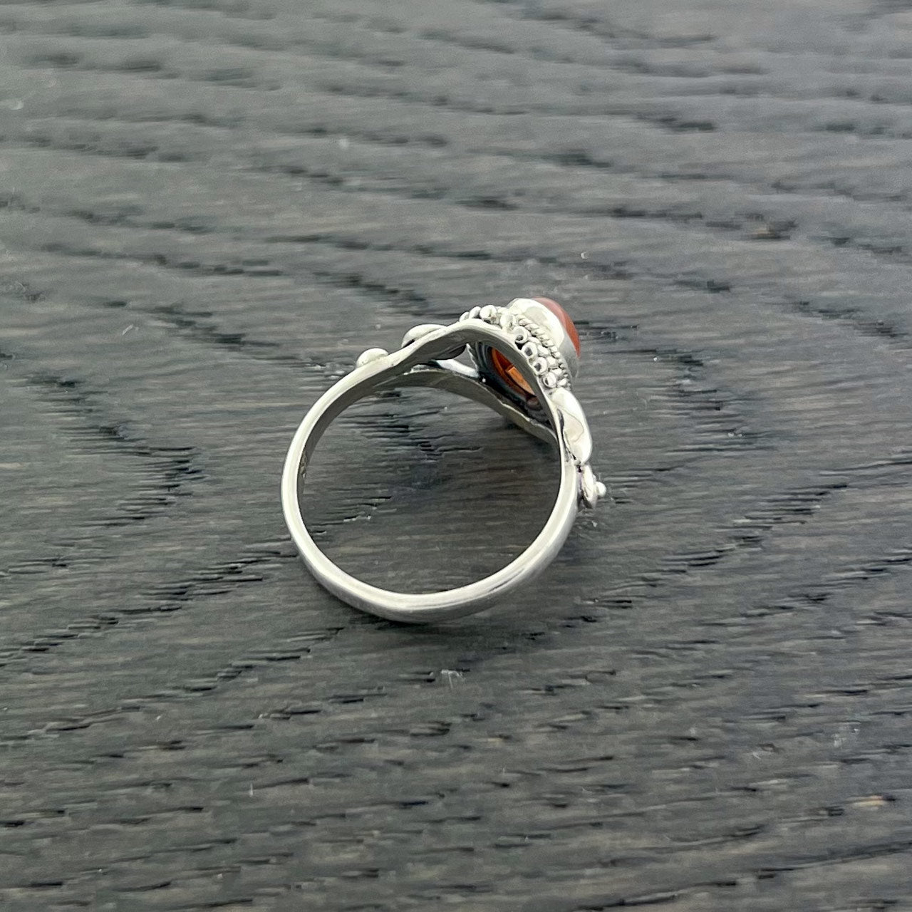 CARNELIAN STERLING SILVER DAHLIA RING