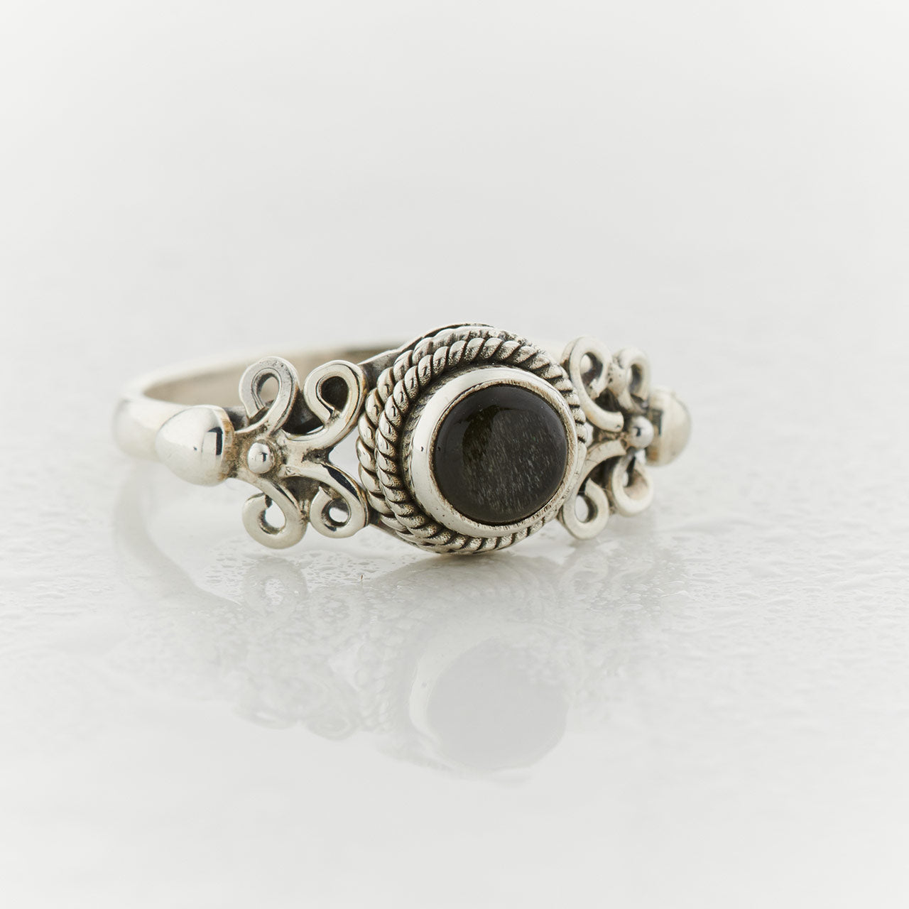 SILVER OBSIDIAN STERLING SILVER EDEN RING