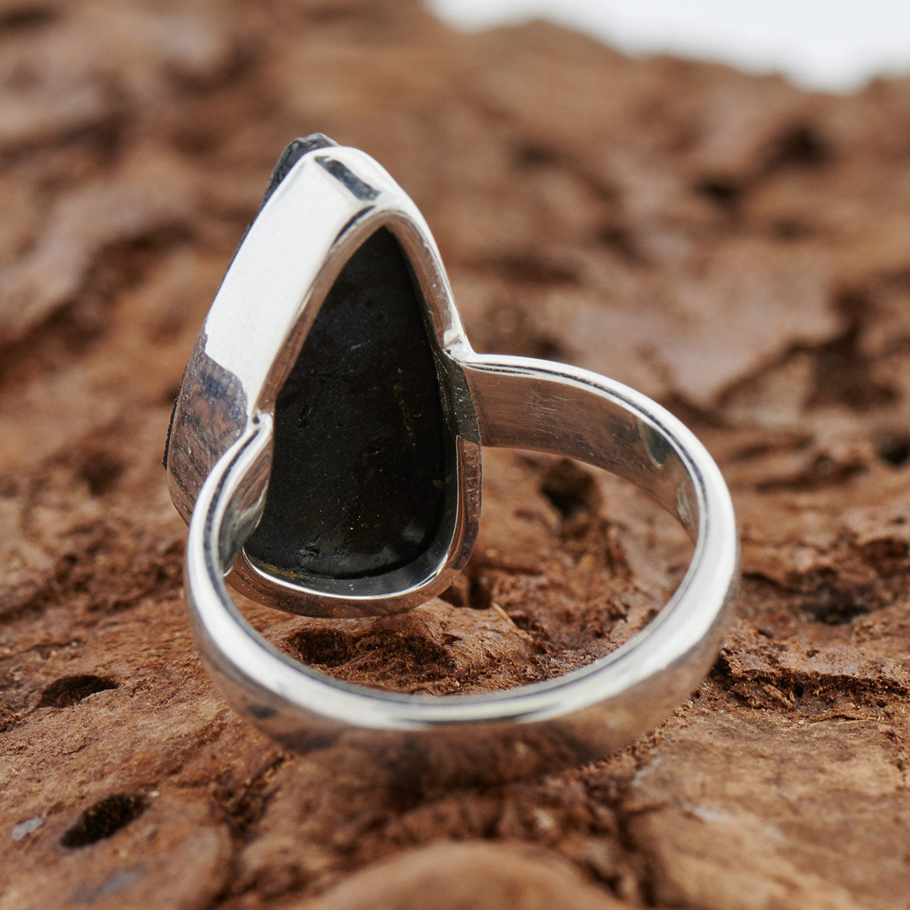 BLACK TOURMALINE STERLING SILVER RING