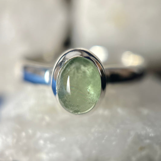 GREEN KYANITE STERLING SILVER RING