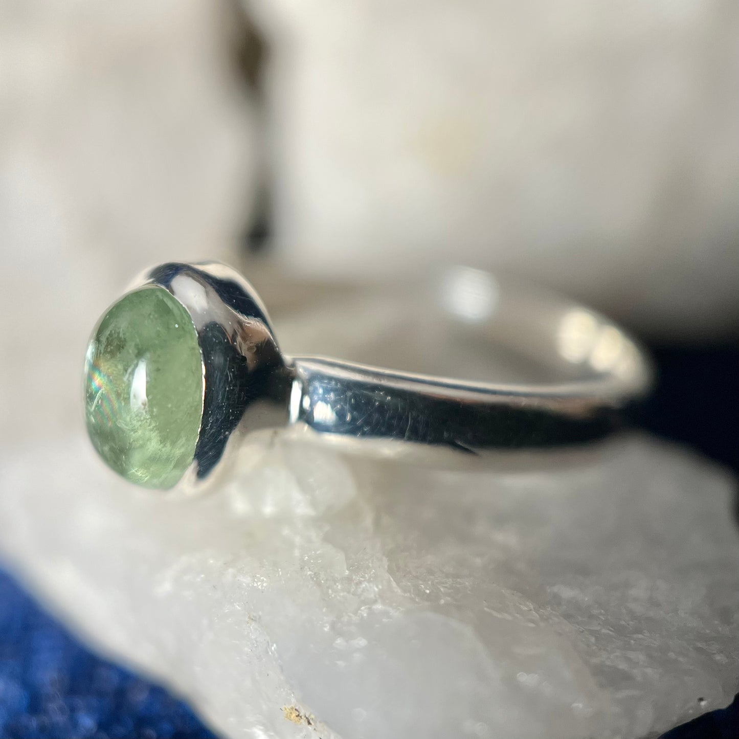 GREEN KYANITE STERLING SILVER RING