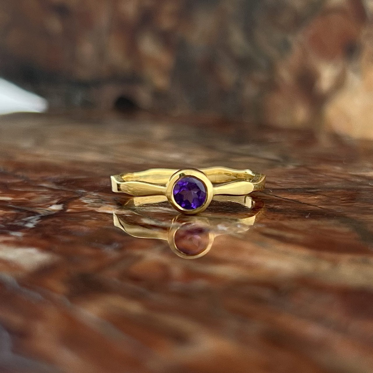 AMETHYST 18K VERMEIL GOLD WAVY RING