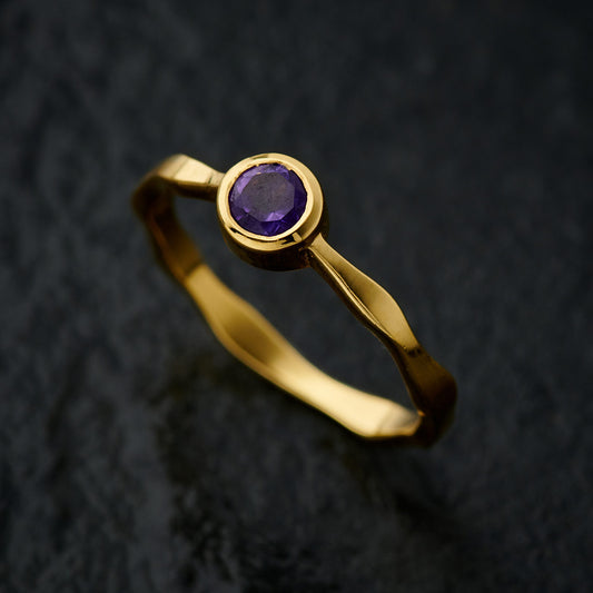 AMETHYST 18K VERMEIL GOLD WAVY RING