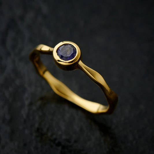 IOLITE 18K VERMEIL GOLD WAVY RING