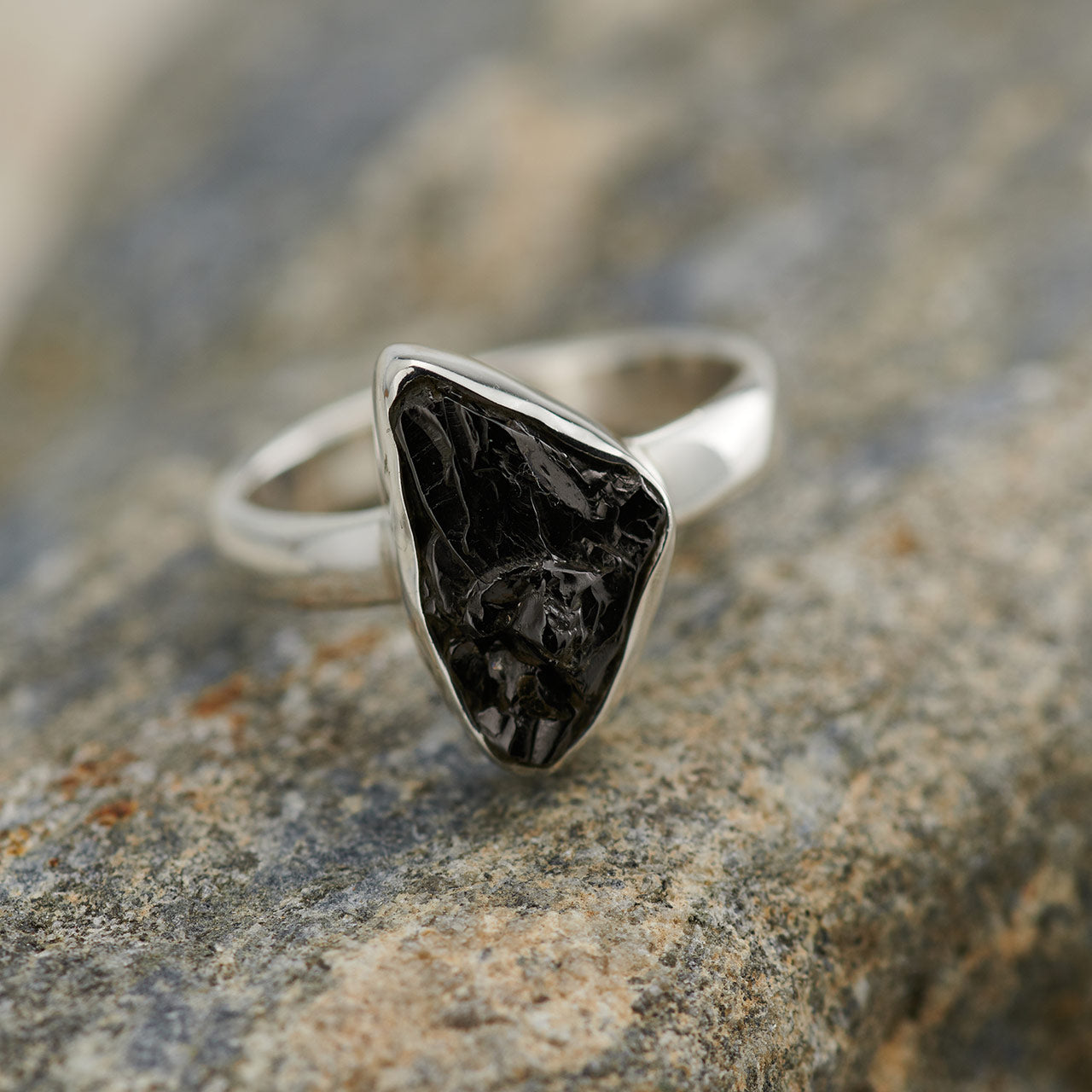 SHUNGITE RING STERLING SILVER