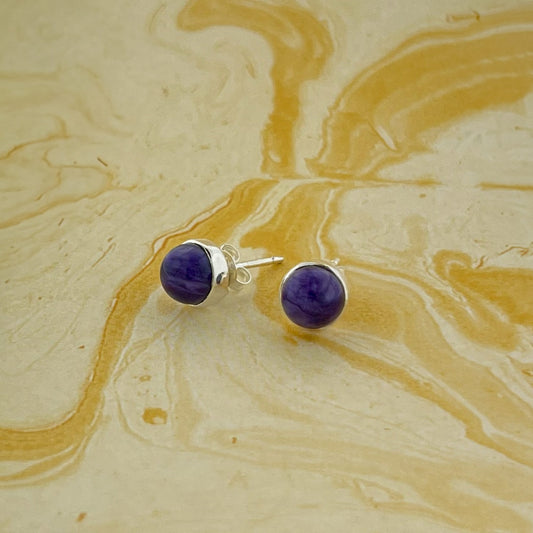 CHAROITE CAB EARRINGS