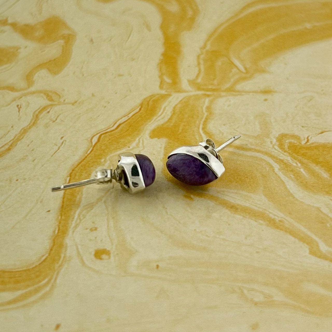 CHAROITE CAB EARRINGS