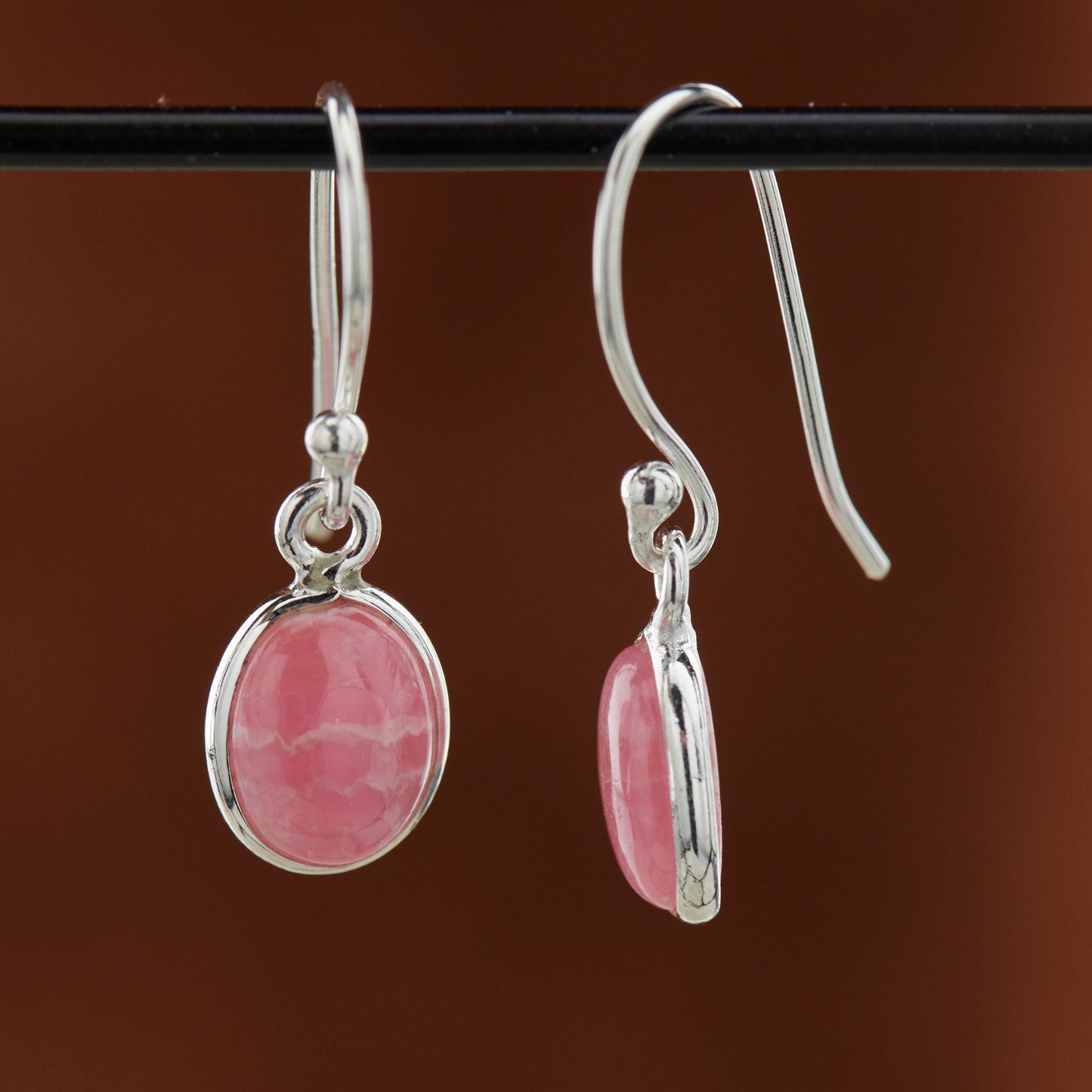 RHODOCHROSITE STERLING SILVER EARRINGS