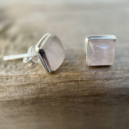 ROSE QUARTZ STERLING SILVER STUD