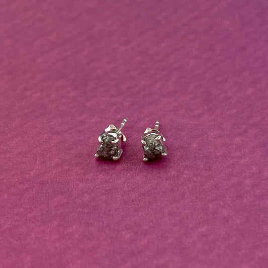 BLACK DIAMOND STERLING SILVER STUD EARRINGS