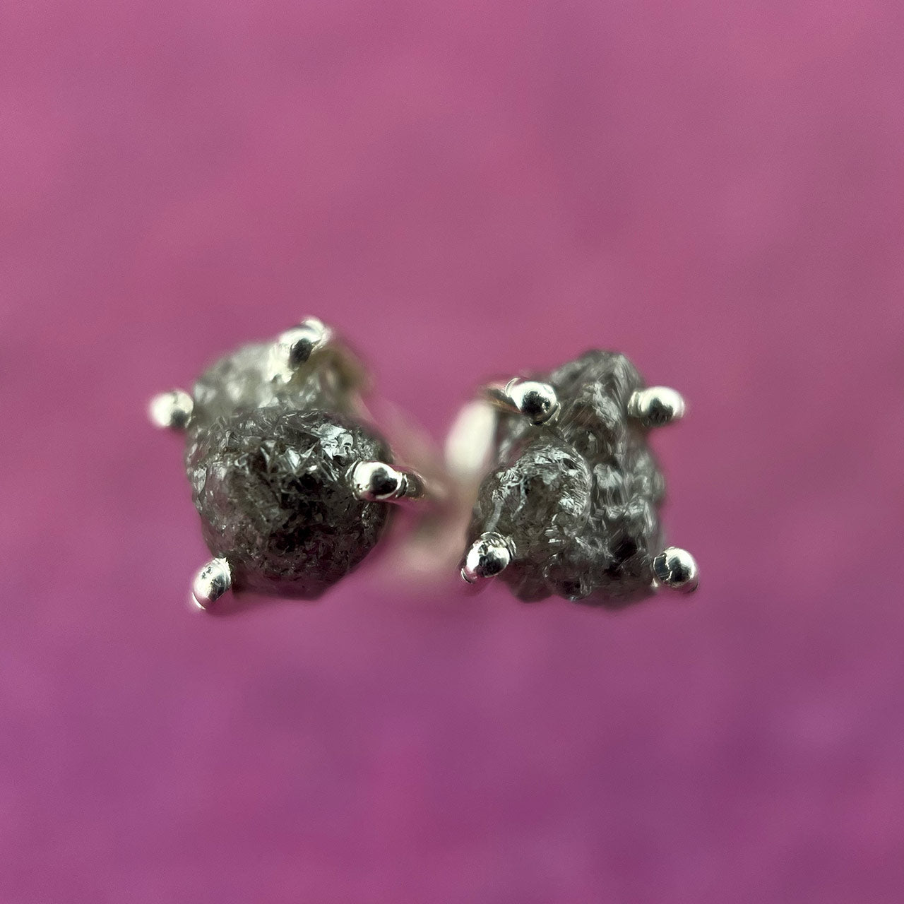 BLACK DIAMOND STUD STERLING SILVER