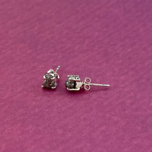 BLACK DIAMOND STUD STERLING SILVER