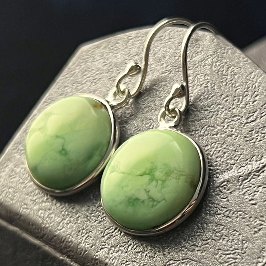 LEMON CHRYSOPRASE STERLING SILVER DANGLE EARRINGS