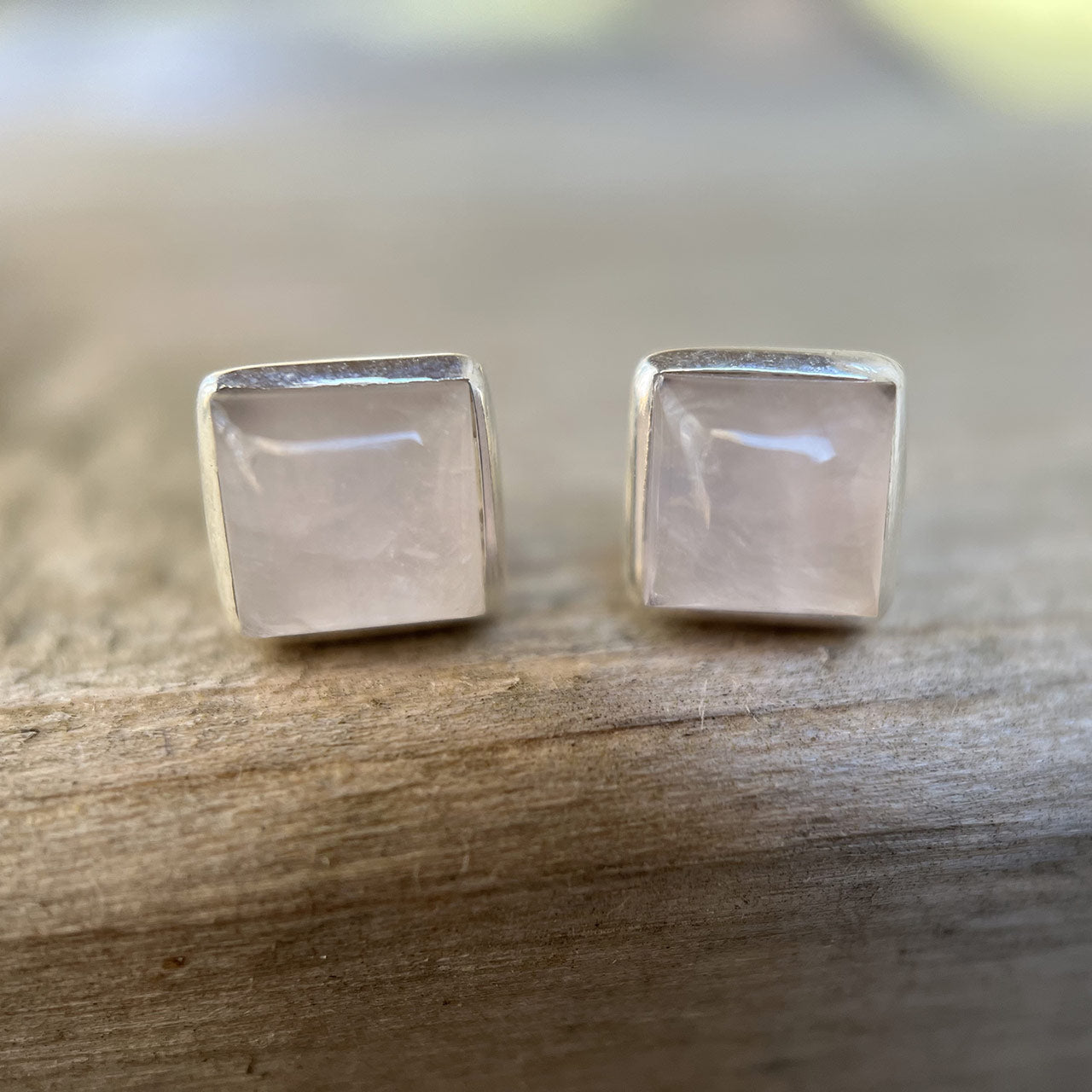 ROSE QUARTZ STERLING SILVER STUD