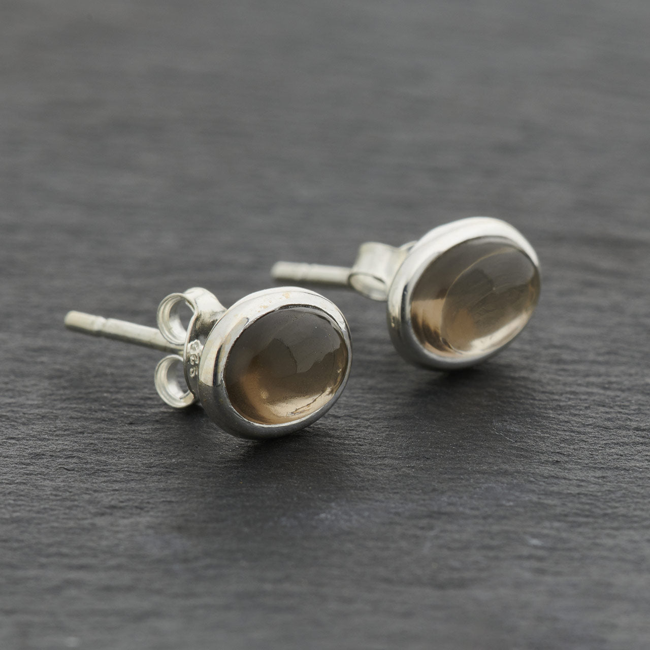 SMOKEY QUARTZ STERLING SILVER STUD