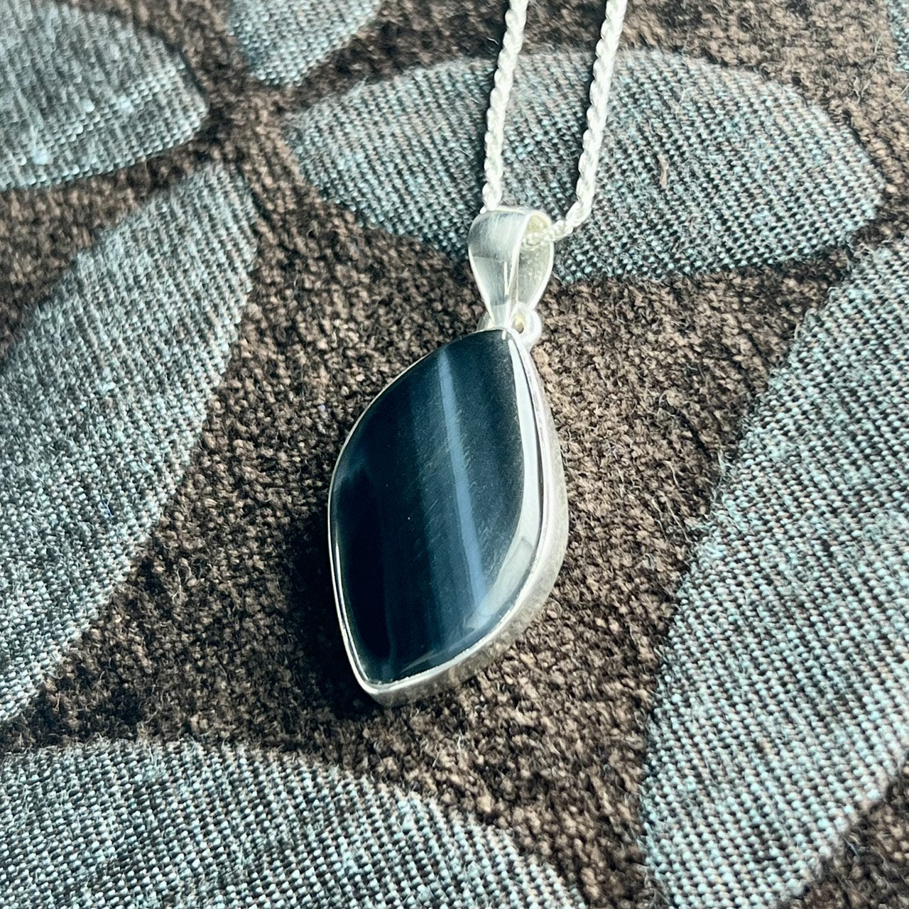 BLUE TIGER EYE STERLING SILVER PENDANT