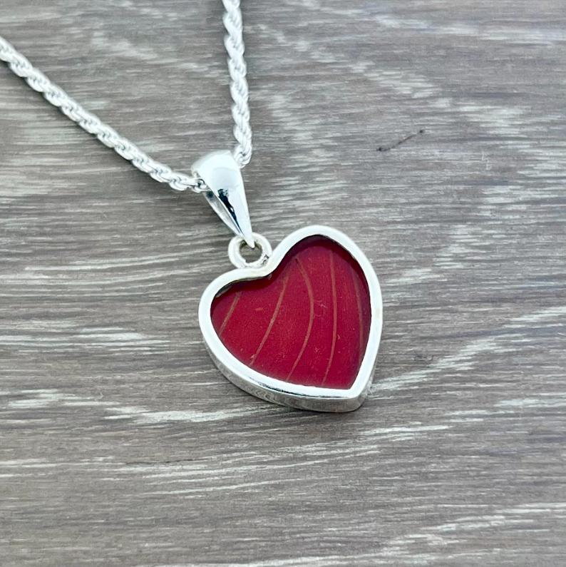 BLOOD RED GLIDER FINE SILVER PENDANT