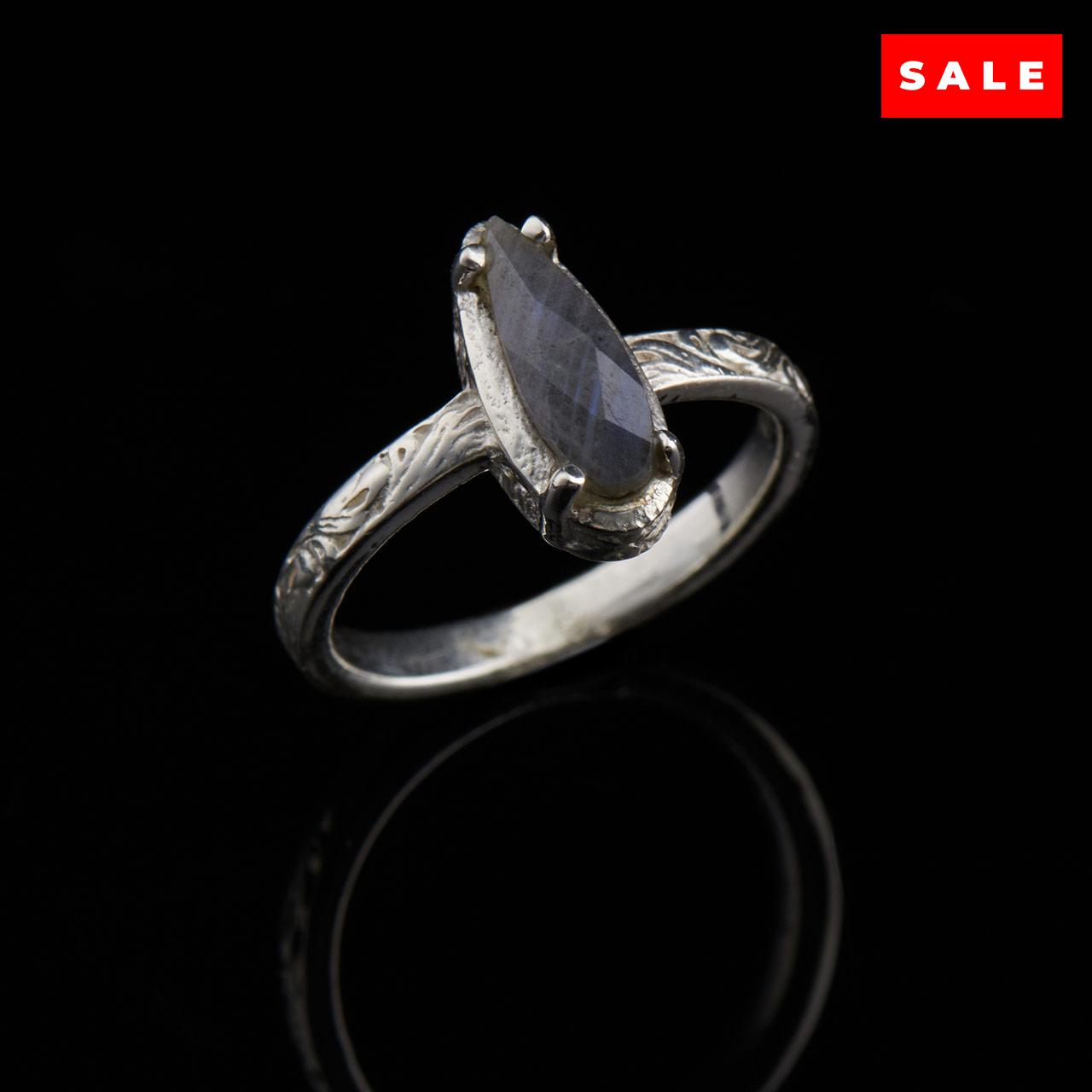 LABRADORITE CHECKER FILIGREE RING (50% Off Online Only)