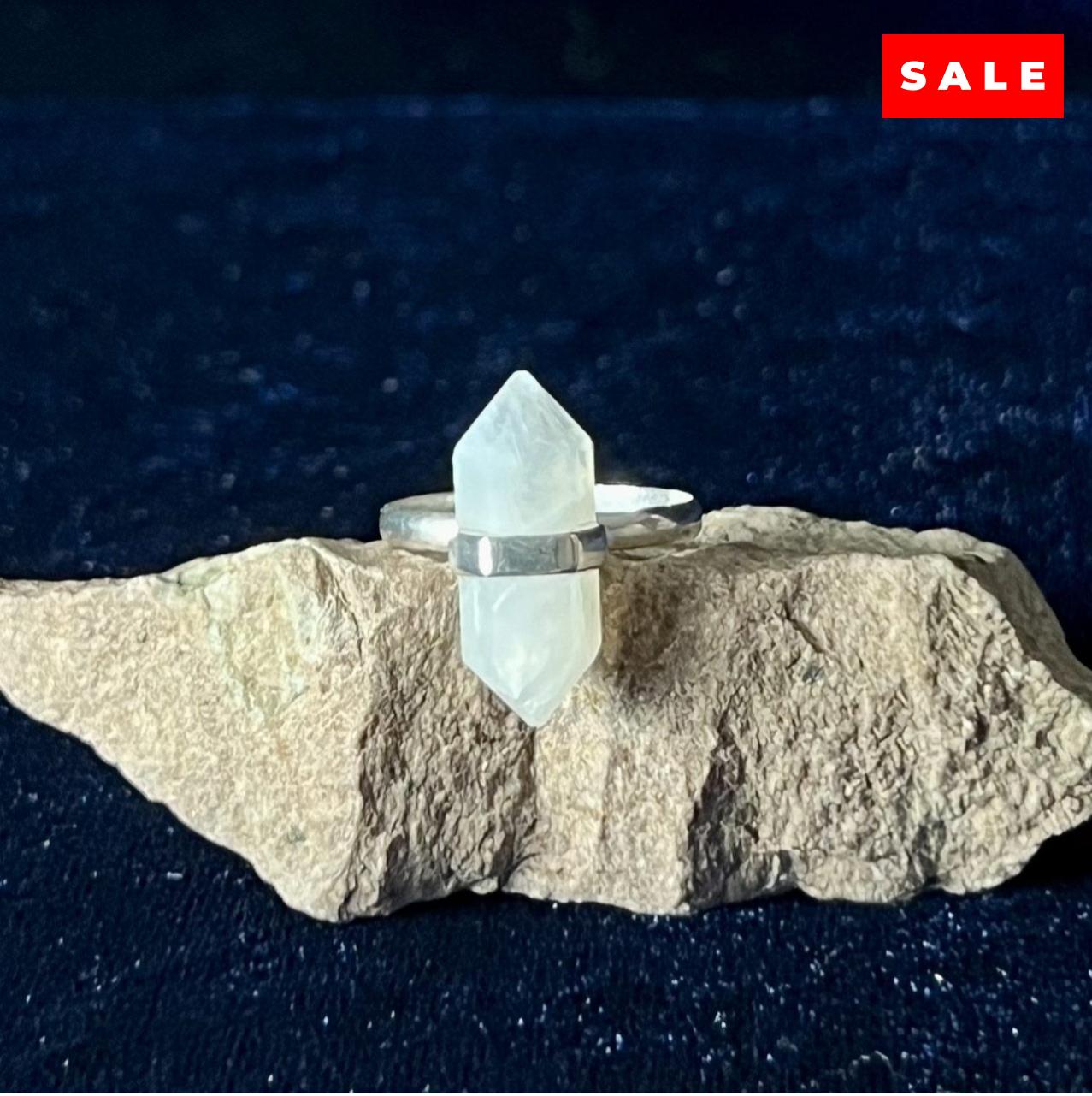 MOONSTONE PENCIL STERLING SILVER RING (50% Off Online Only)