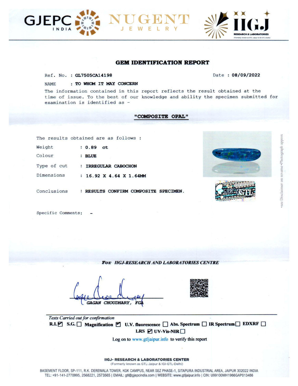 AUSTRALIAN OPAL STONE CERTIFICATION