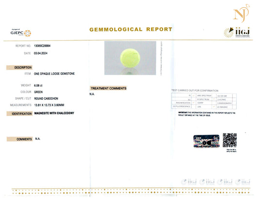 LEMON CHRYSOPRASE STONE CERTIFICATION