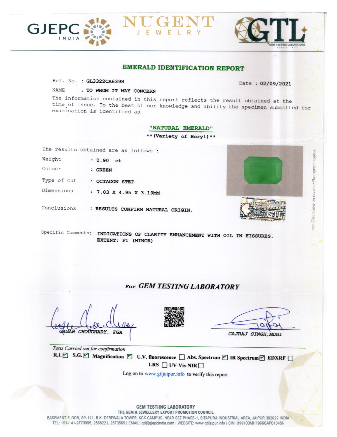 EMERALD STONE CERTIFICATION