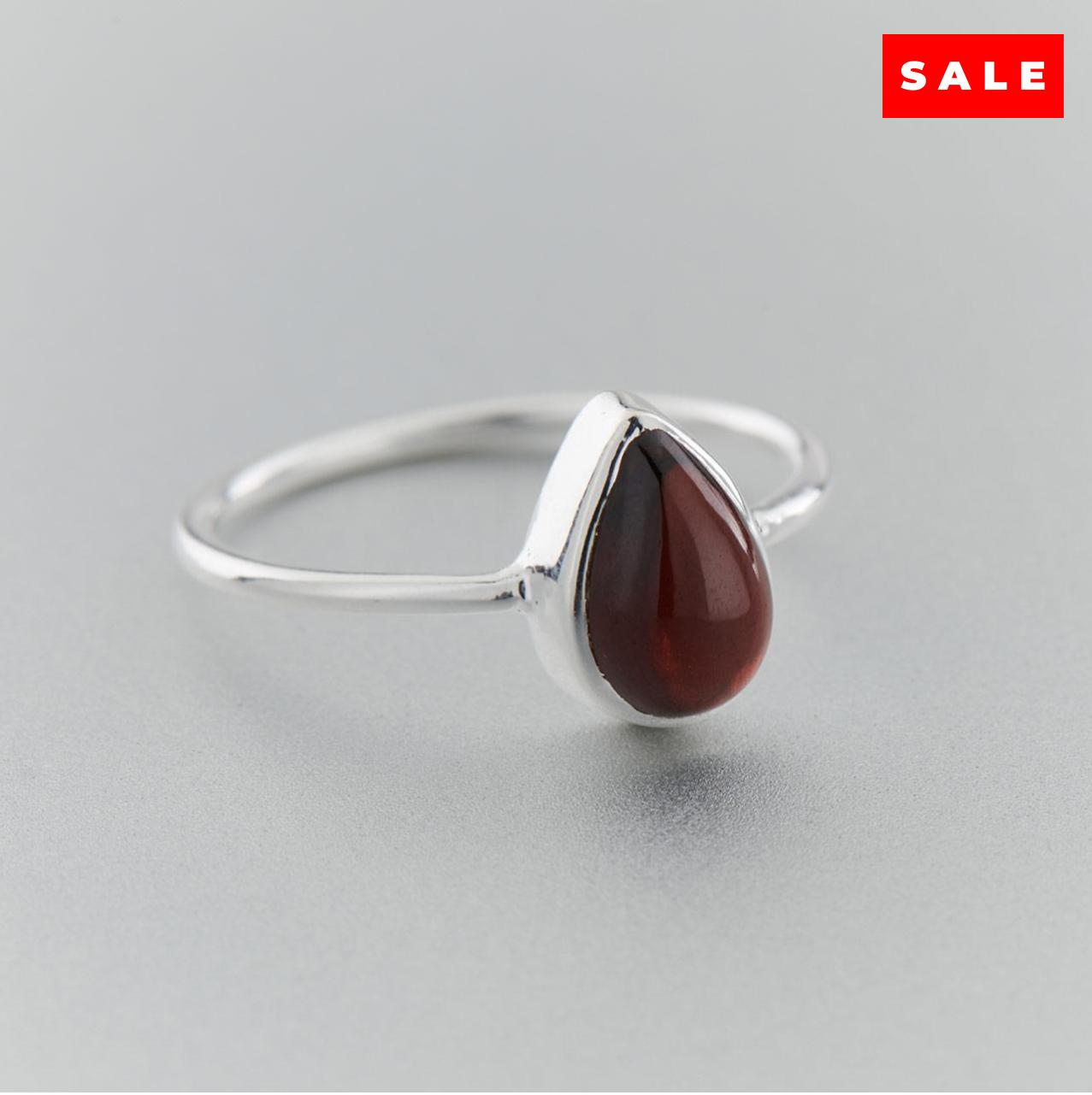 Garnet Teardrop Sterling Silver Ring (30% OFF Online Only)