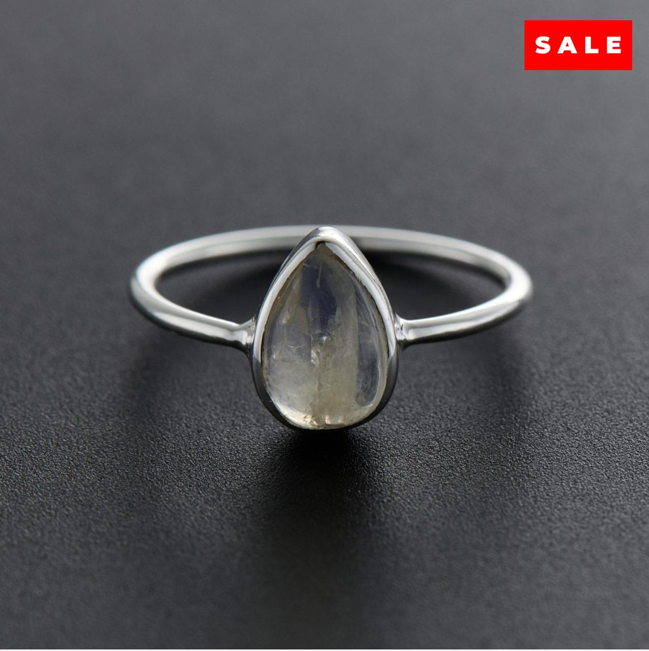 Rainbow Moonstone Teardrop Sterling Silver Ring (30% OFF ONLINE ONLY)