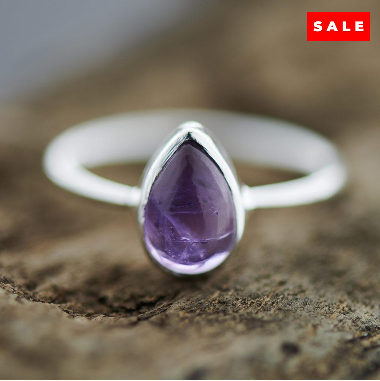 Amethyst Teardrop Sterling Silver Ring (30% OFF ONLINE ONLY)