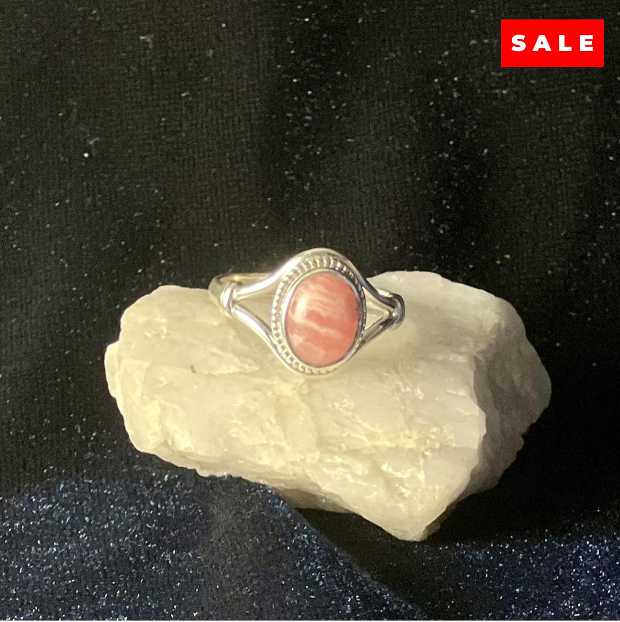 RHODOCHROSITE RING V-BAND W/KNOT (30% OFF ONLINE ONLY)