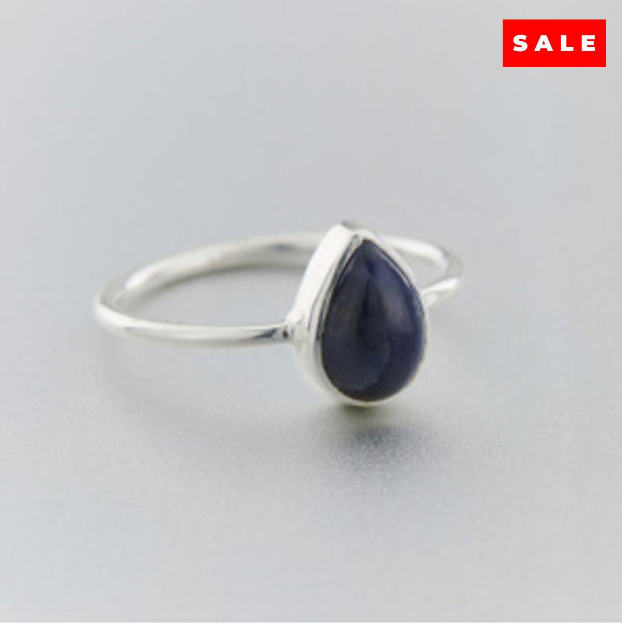 Sapphire Teardrop Sterling Silver Ring (30% OFF ONLINE ONLY)