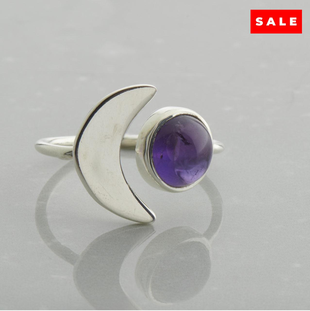 AMETHYST CRESCENT MOON RING (25% OFF ONLINE ONLY)