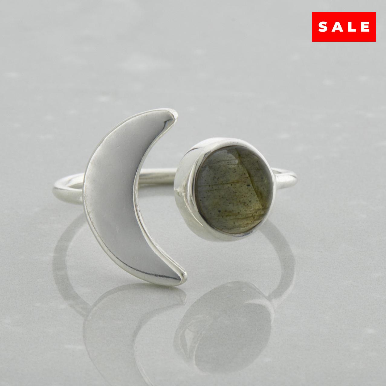 LABRADORITE CRESCENT MOON RING (25% OFF ONLINE ONLY)