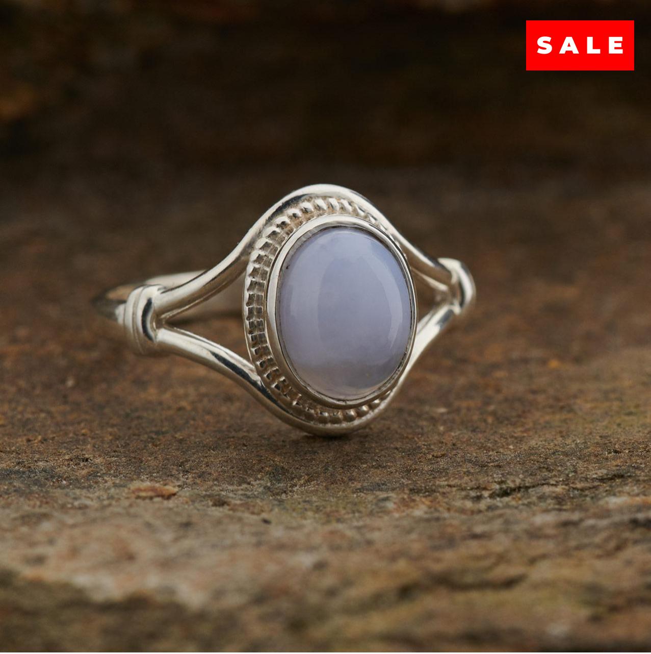 BLUE LACE AGATE RING V-BAND W/ KNOT (30% OFF COLLECTION)