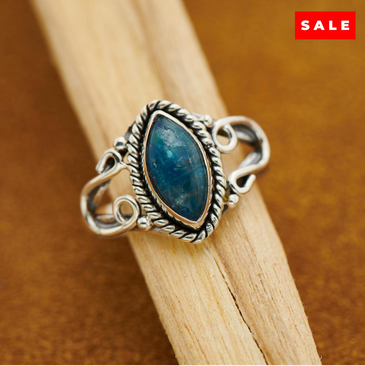 NEON BLUE APATITE HORSESHOE RING (25% OFF Online Only)