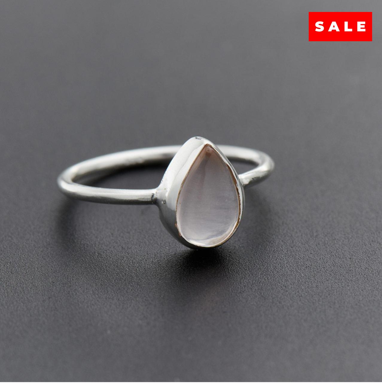 Rose Quartz Teardrop Sterling Silver Ring (30% OFF ONLINE ONLY)