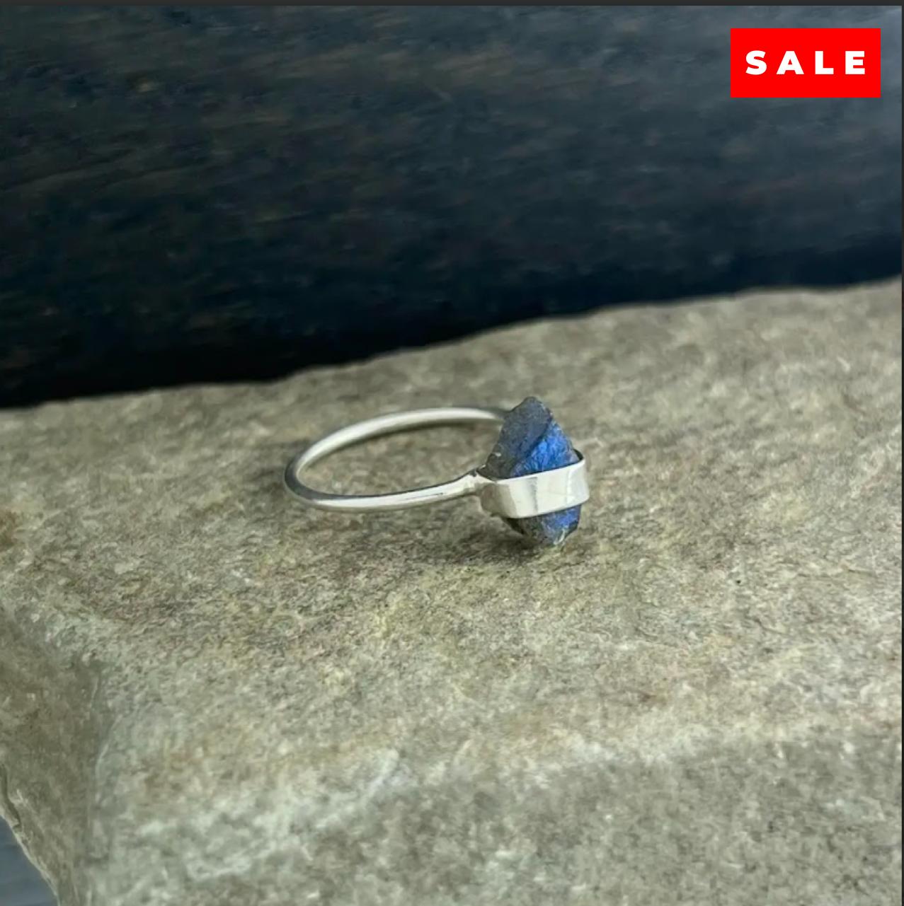 LABRADORITE ROUGH PENCIL RING (50% OFF Online Only)