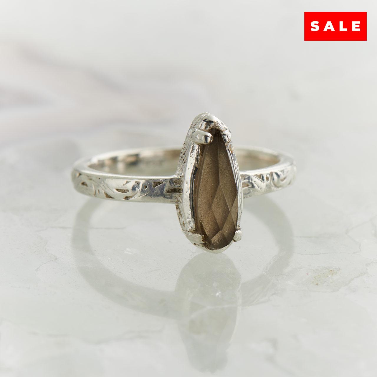 SMOKEY QUARTZ CHECKER FILIGREE RING (50% Off Online Only)